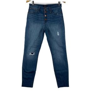 J. Crew High Rise Skinny Jeans Distressed‎ Button Fly Denim Size 28